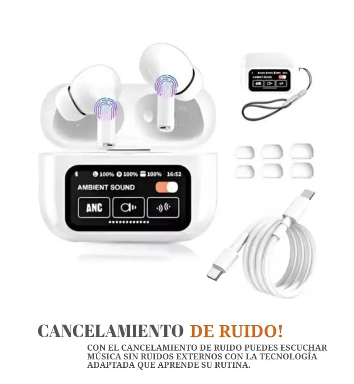 Auriculares inalámbricos con cancelación de ruido y pantalla táctil A9 Pro